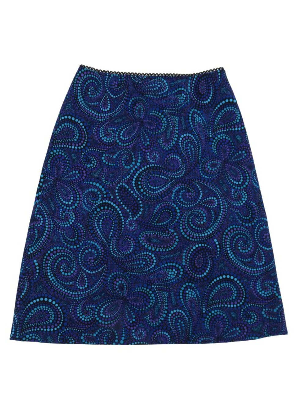 Y2K Fire Los Angeles Women Blue Purple Black Lace Trim Dotted Mosaic Swirl Skirt